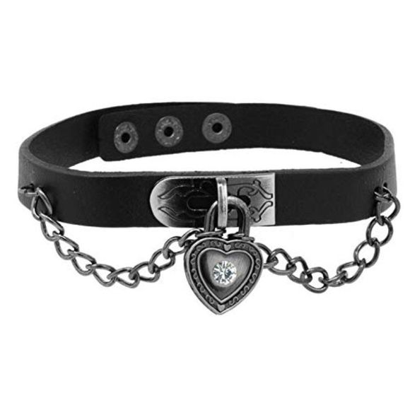 Handmade Punk Rock Collar Lock Heart Chain Choker - Picture 1 of 5